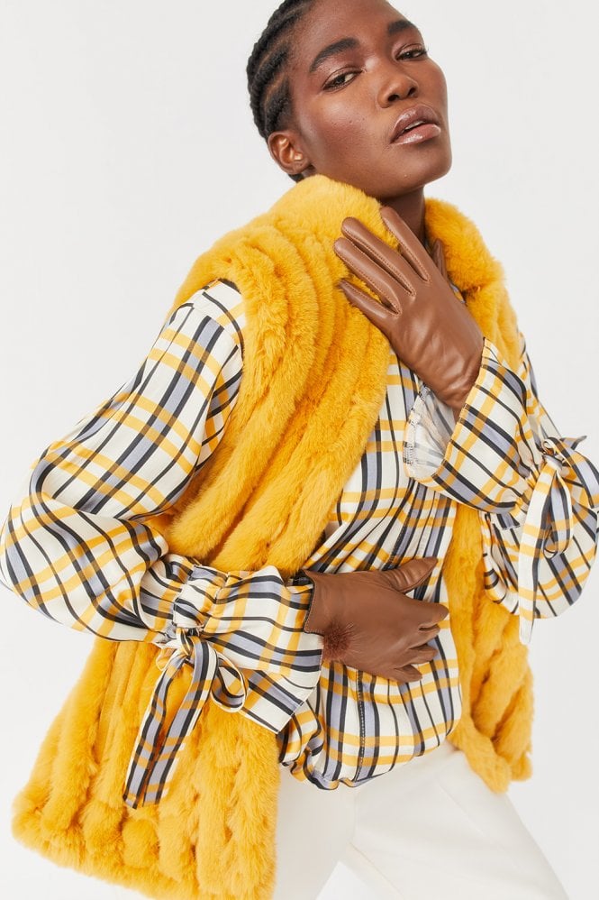 JAYLEY Yellow Faux Fur Vest