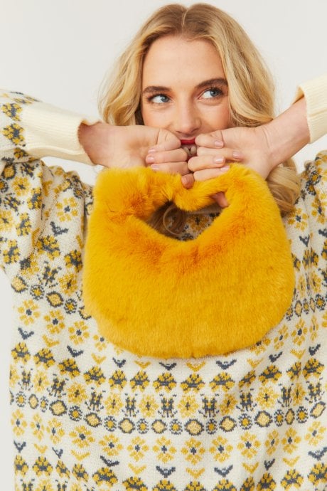 Yellow Faux Fur Jodie Tote Bag
