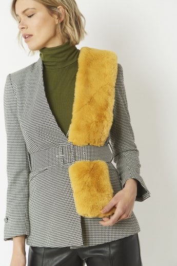 Yellow Faux Fur Scarf