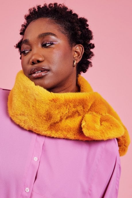 Yellow Faux Fur Scarf