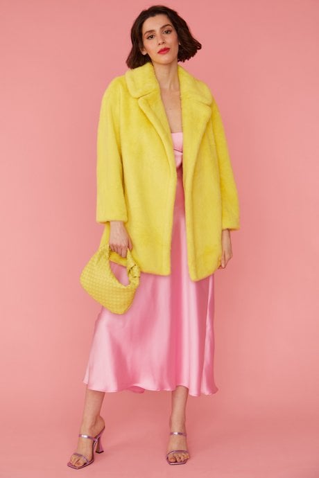 Yellow Faux Fur Short Coat