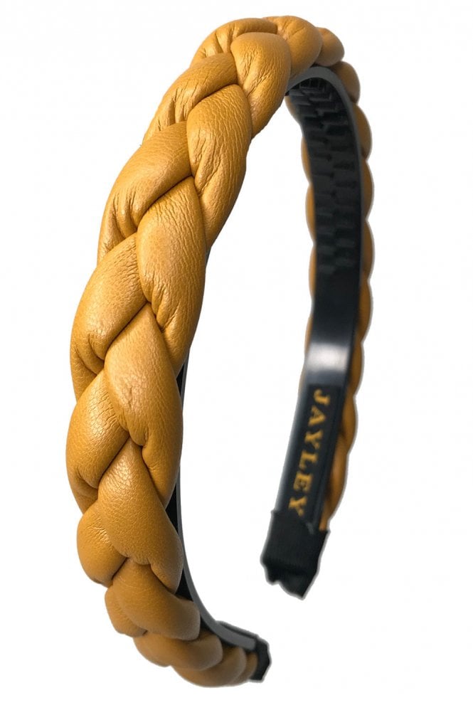 JAYLEY Yellow Faux Leather Plait Headband