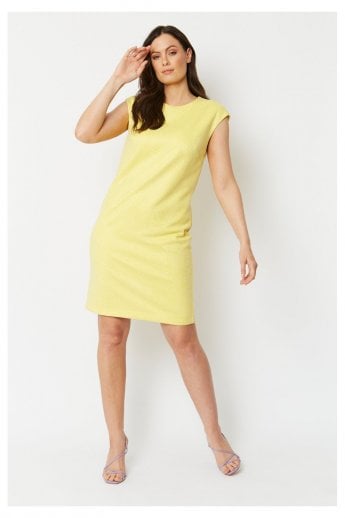 Yellow Faux Suede Animal Print Dress
