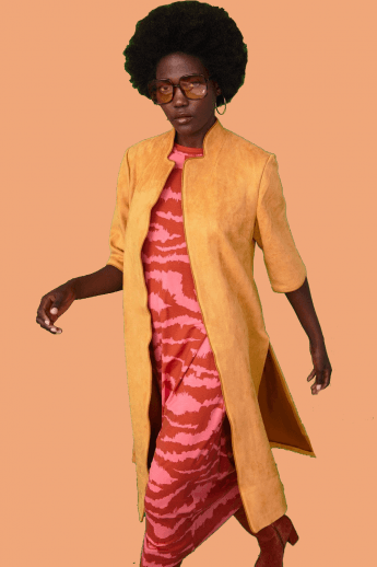 Yellow Faux Suede Coat