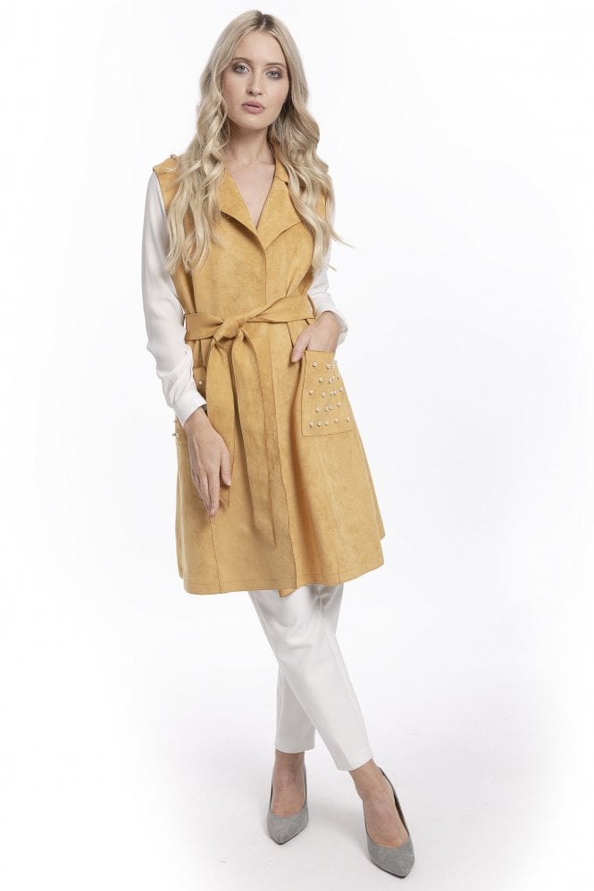 JAYLEY Yellow Faux Suede Vest