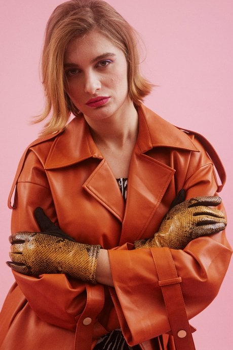 Yellow Faux Suede Gloves