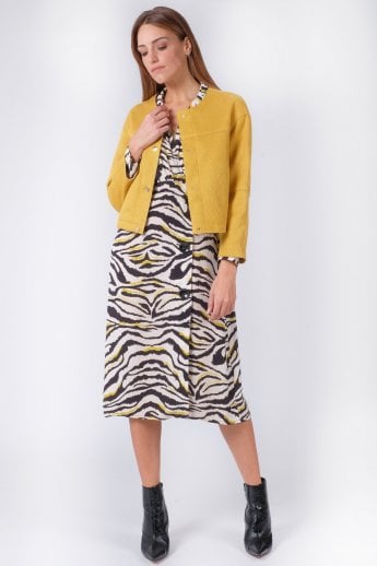 Yellow Short Faux Suede Jacket