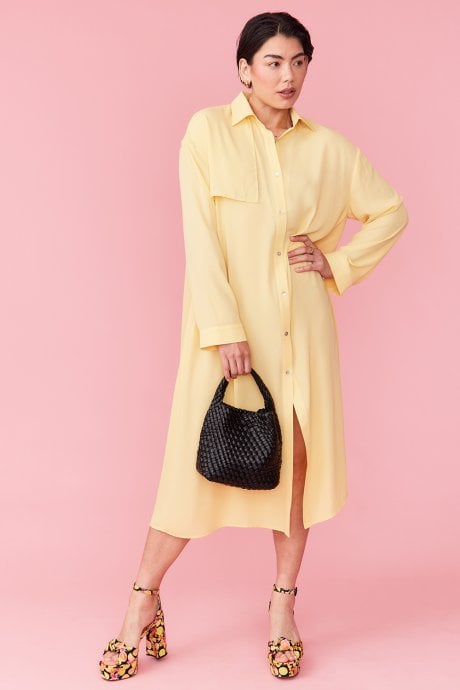 Yellow Silk Blend Maxi Dress