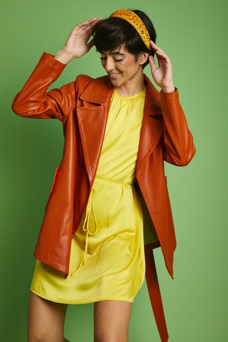 Yellow Silk Blend Shift Dress