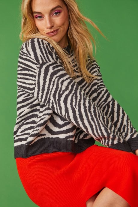 Zebra Print Cashmere Sweater