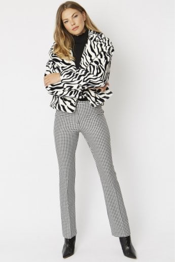 Zebra Print Faux Fur Jacket 