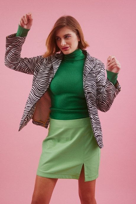 Zebra Print Faux Suede Zebra Print Jacket