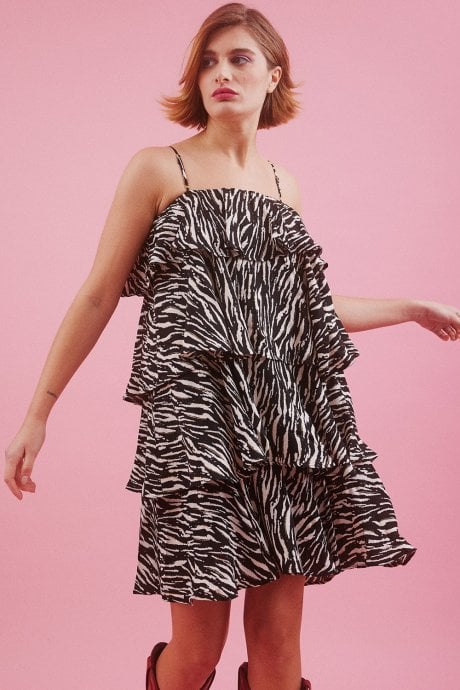 Zebra Print Tiered Rara Dress
