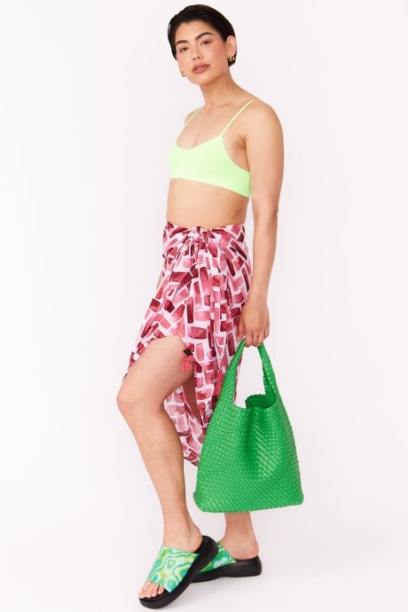 Pink Cashmere and Silk Blend Tassel Sarong Wrap